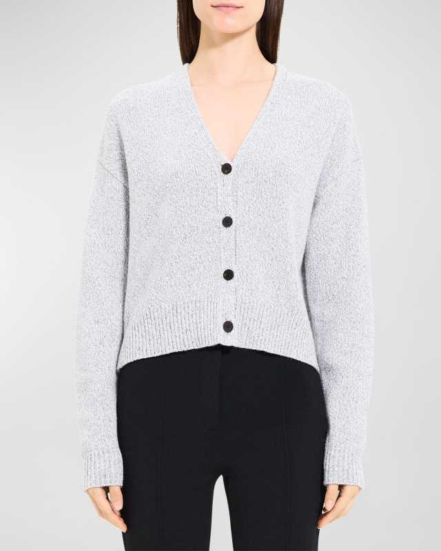 Cropped Cashmere and Wool Boucle Cardigan
